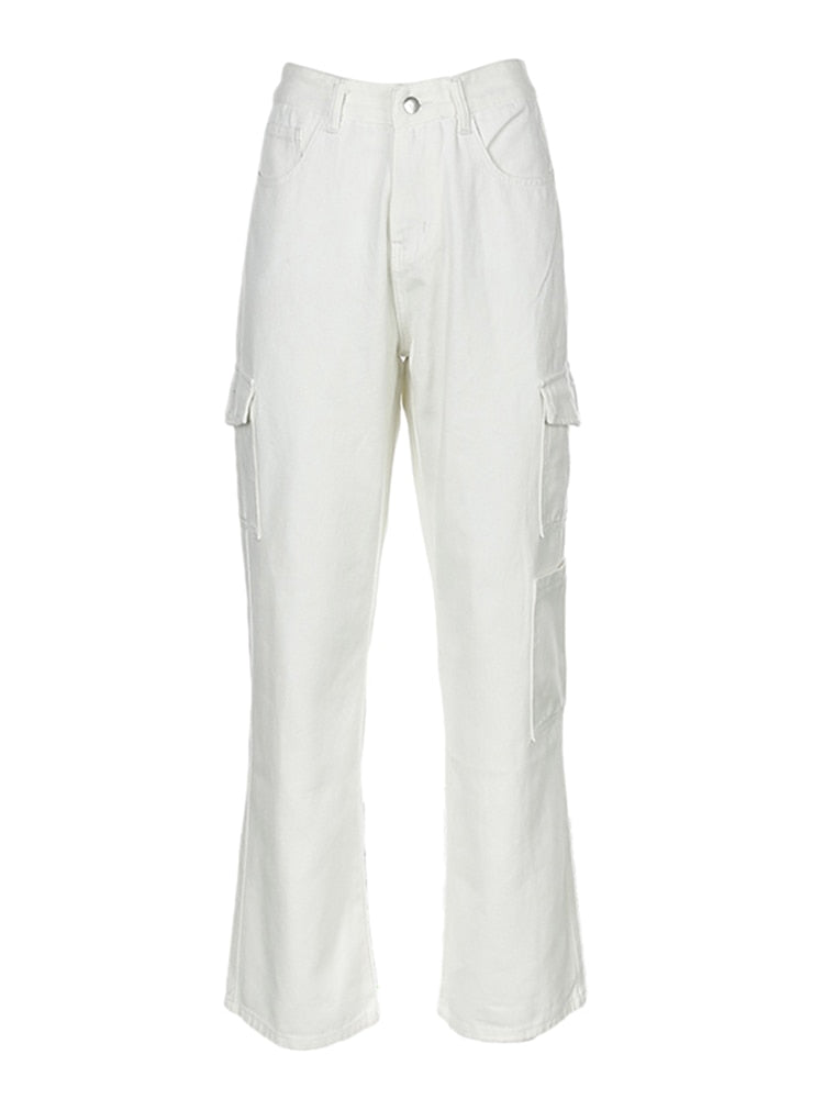 White Cargo Vintage Casual Baggy Sweatpants