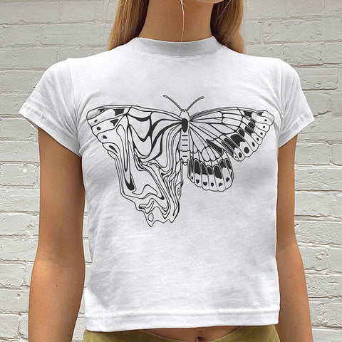Summer Butterfly Print Short-sleeved T-shirt