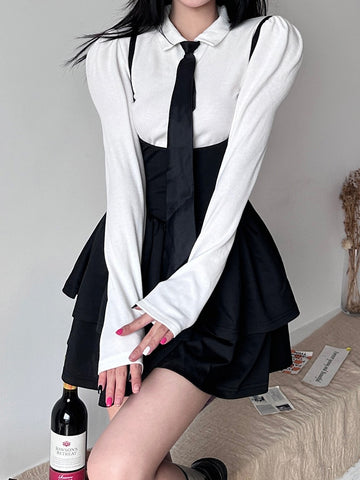 Korean Fashion Sleeveless Strap Skirts