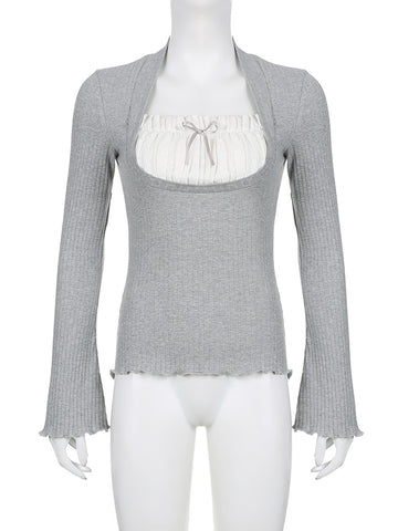 Sweet Aesthetic Lace Patchwork T-shirt