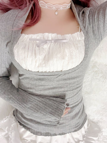 Sweet Aesthetic Lace Patchwork T-shirt