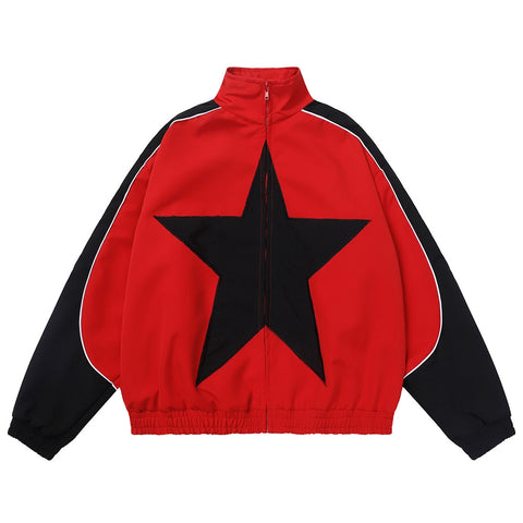 Colorblock Splicing Star Jacket