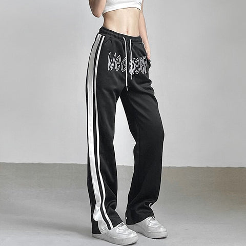 Pocket Side Stripe Low Waist Baggy Sweatpants