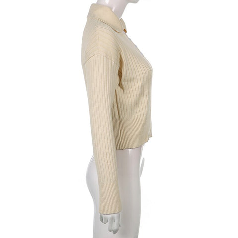 Cute Sweaters Turn Down Collar Full Sleeve Jumpers