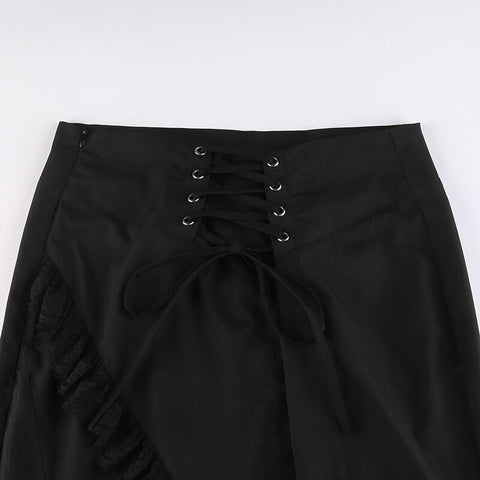 High Waist Lace Up Gothic Casual Skirts