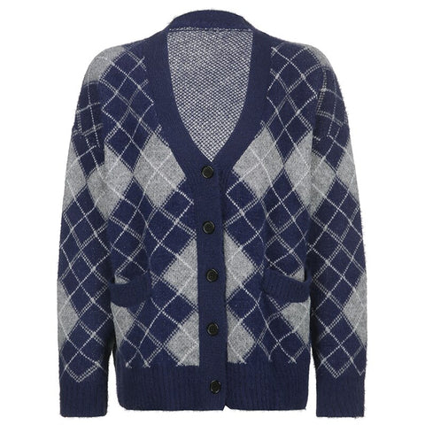 Autumn Winter Argyle Knitted Jumpers