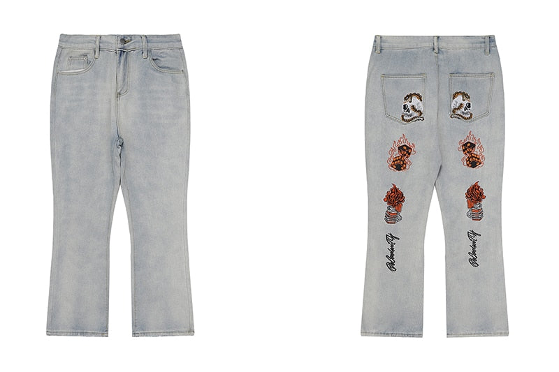 Anito Distressed Cargo Graphic Embroidery Jeans