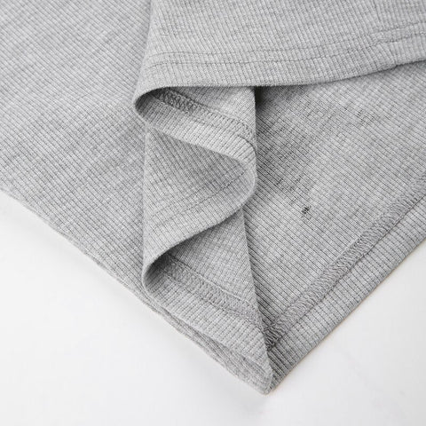 Grey Letter Patchwork Full Sleeve T Shirt