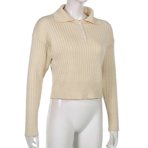 Cute Sweaters Turn Down Collar Full Sleeve Jumpers