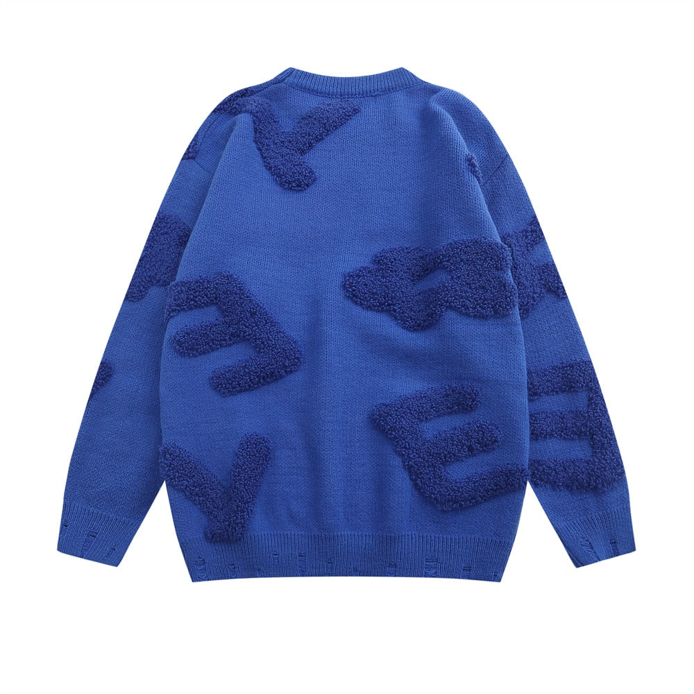 Letter Towel Embroidery Loose Knitted Sweater