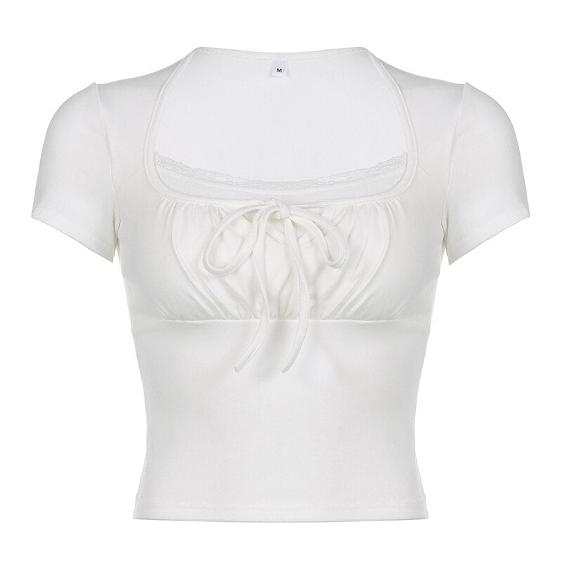 Gentle Sweet Lace Patchwork Cropped Top