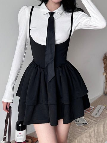 Korean Fashion Sleeveless Strap Skirts