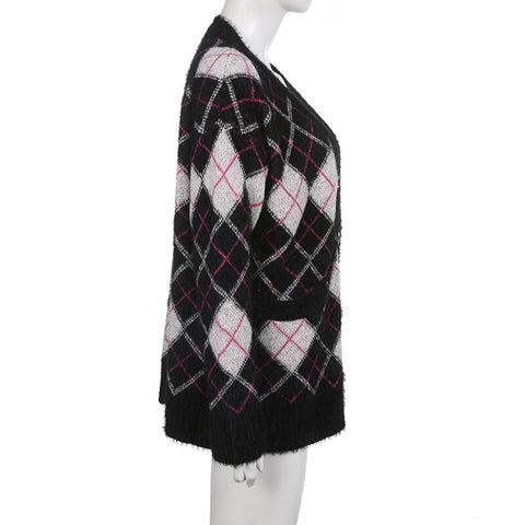Autumn Winter Argyle Knitted Jumpers