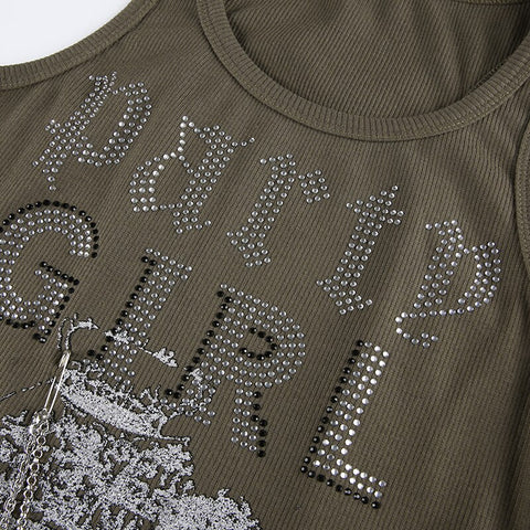 Harajuku Graphic Print Metal Chains Tank Top