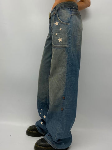 Button Distressed Grunge Streetwear Trousers