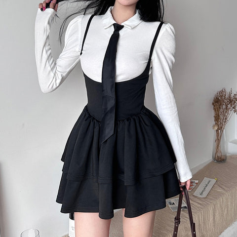 Korean Fashion Sleeveless Strap Skirts