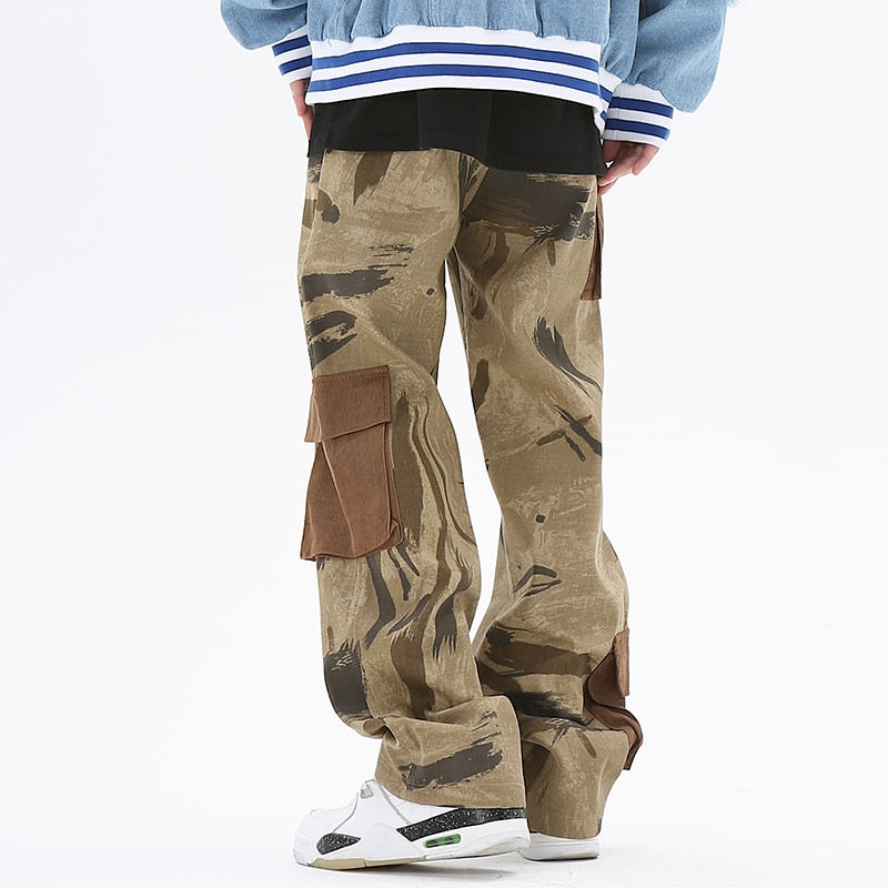 Pockets Patchwork Camouflage Cargo Pants
