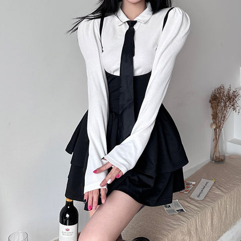 Korean Fashion Sleeveless Strap Skirts