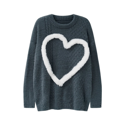 3D H<3RT Embroidery Knitted Sweater