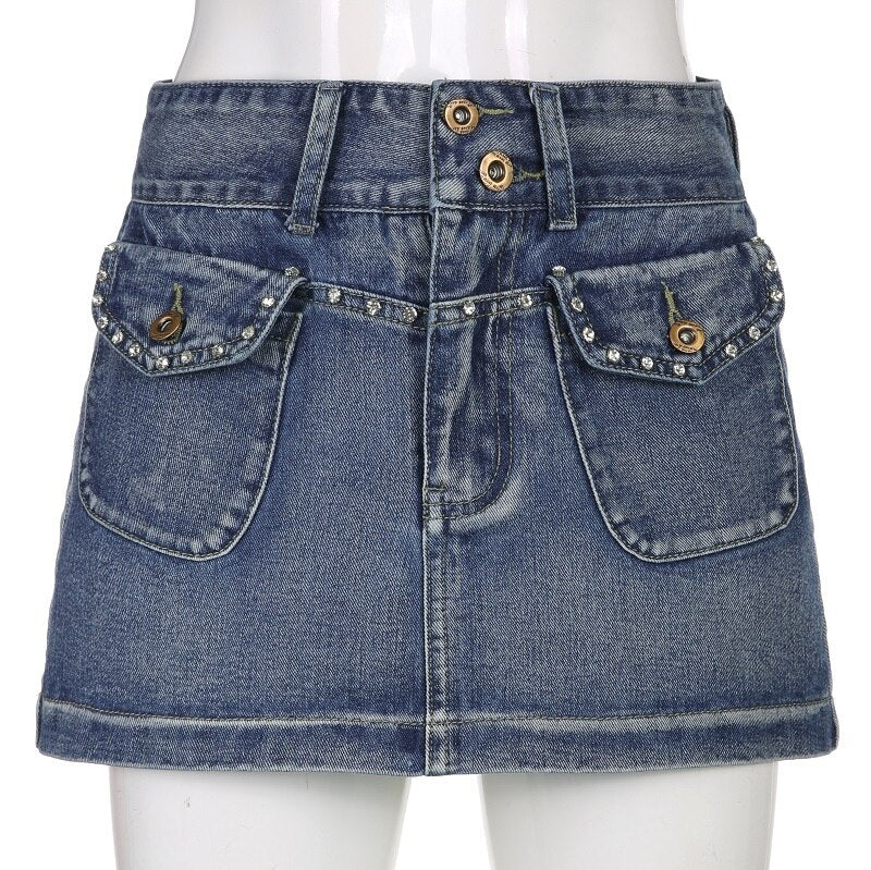 Women Pockets Summer Slim Short Mini Skirts