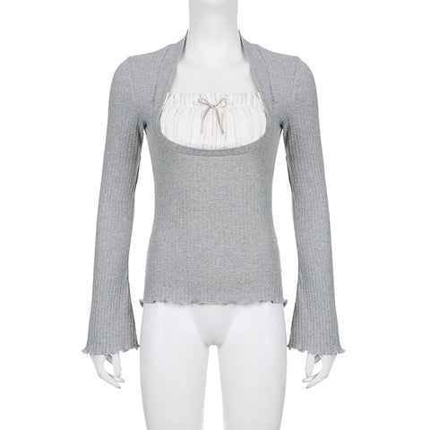Sweet Aesthetic Lace Patchwork T-shirt