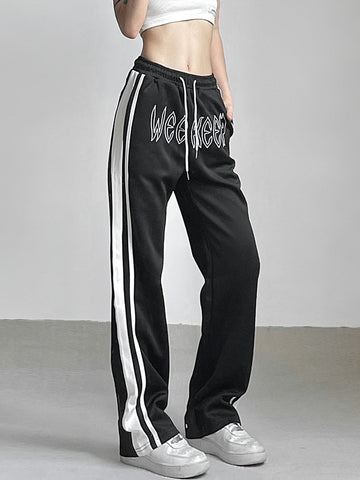 Pocket Side Stripe Low Waist Baggy Sweatpants