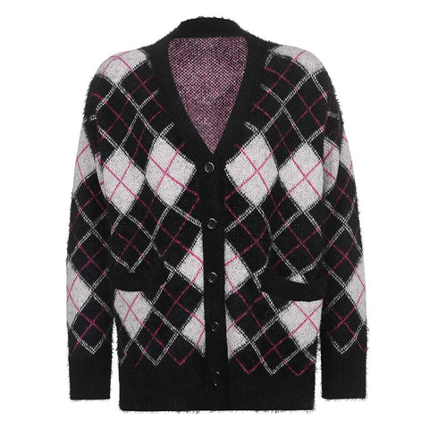 Autumn Winter Argyle Knitted Jumpers