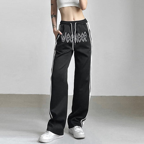 Pocket Side Stripe Low Waist Baggy Sweatpants