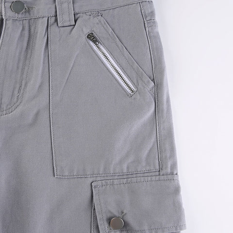 Big Pockets Baggy Straight Zipper Trousers