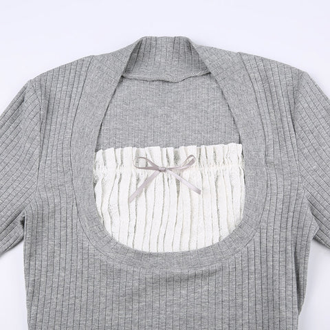 Sweet Aesthetic Lace Patchwork T-shirt