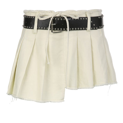 Low Waisted Asymmetrical Bow Pleated Skirts