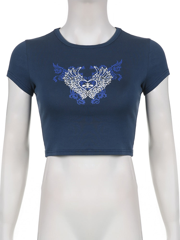 Women Retro Carton Print Crop Top