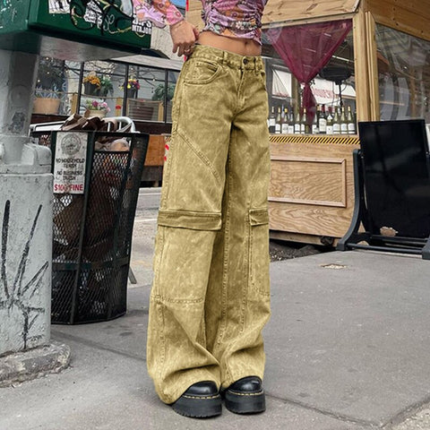 Fashion Women Zipper Punk Joggers Grunge Jeans
