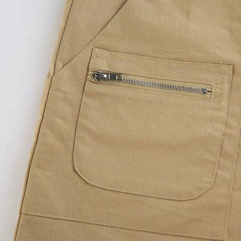 High Waisted Khaki Pockets Cargo Shorts