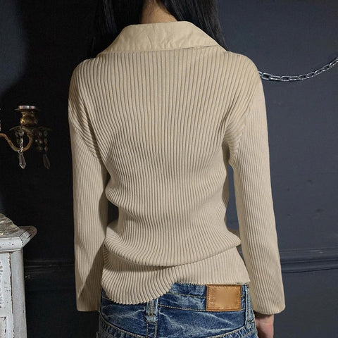 Knitted Skin Full Sleeve Pockets Crop Top