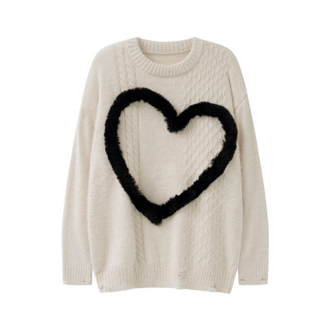 3D H<3RT Embroidery Knitted Sweater