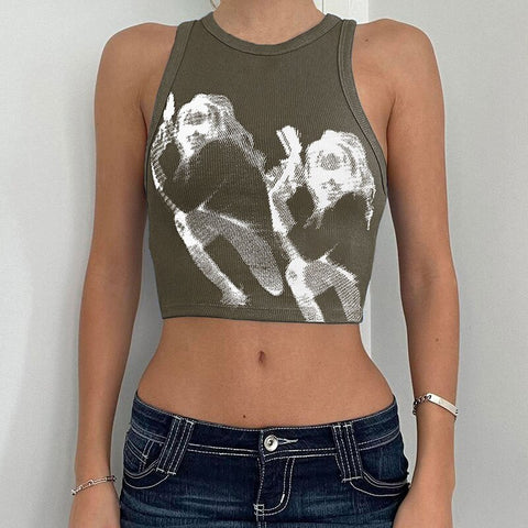 Women Vintage Streetwear Printed Tank Top