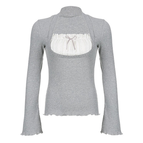 Sweet Aesthetic Lace Patchwork T-shirt