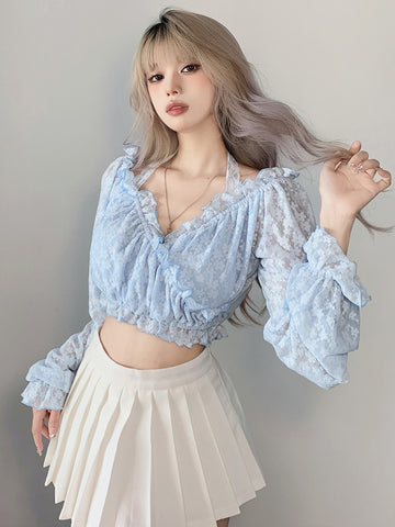 Coquette Aesthetic Lace Cropped Top