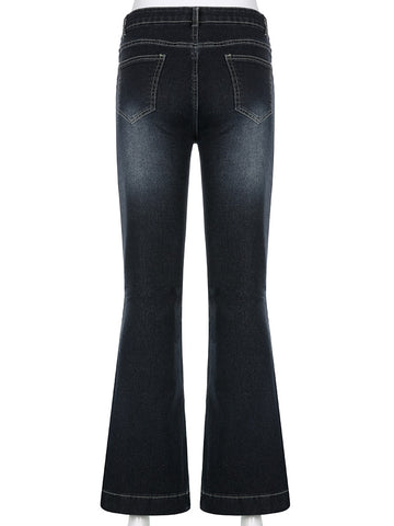 Flare Jeans Vintage Low Waisted Cute Trousers