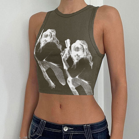 Women Vintage Streetwear Printed Tank Top