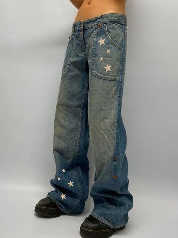 Button Distressed Grunge Streetwear Trousers