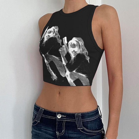 Women Vintage Streetwear Printed Tank Top