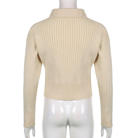 Cute Sweaters Turn Down Collar Full Sleeve Jumpers