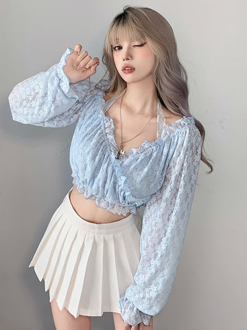 Coquette Aesthetic Lace Cropped Top