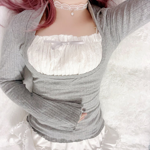 Sweet Aesthetic Lace Patchwork T-shirt