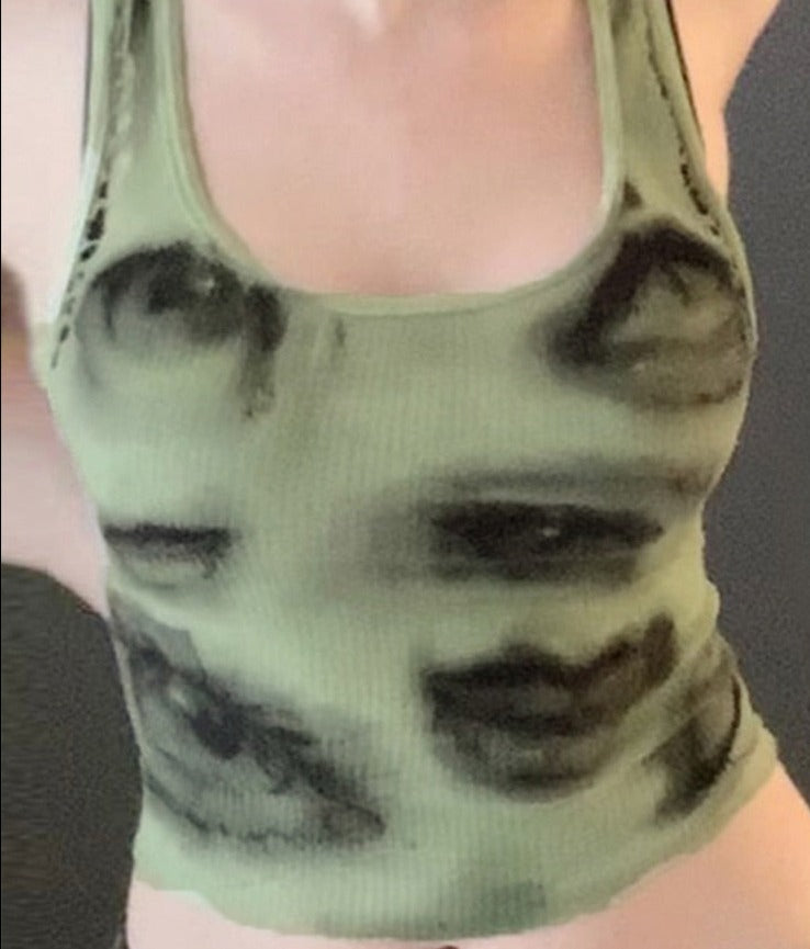 Mini Vest Women Eyes Print Tank Tops