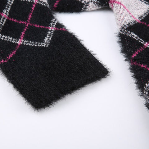 Autumn Winter Argyle Knitted Jumpers