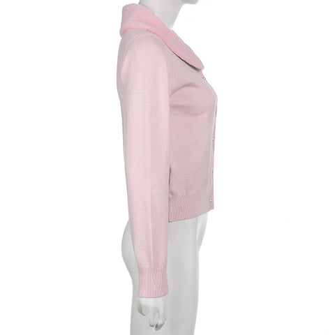 Coquette Aesthetic Pink Sweater Jacket