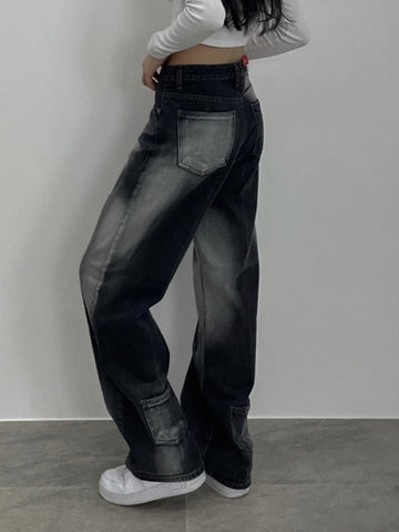 Women Streetwear Low Waisted Straight Jeans